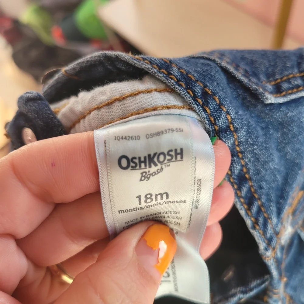 OshKosh Bgosh Baby Boys Medium Wash Denim Carpenter Overalls 18Month Vintage 80s
